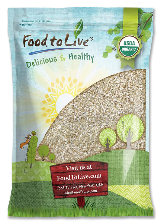 Organic White Quinoa Flakes - Non-GMO Pressed Quinoa Seeds, Vegan, Kosher, Bulk, Great for Cooking, Baking, Cereals - by Food to Live