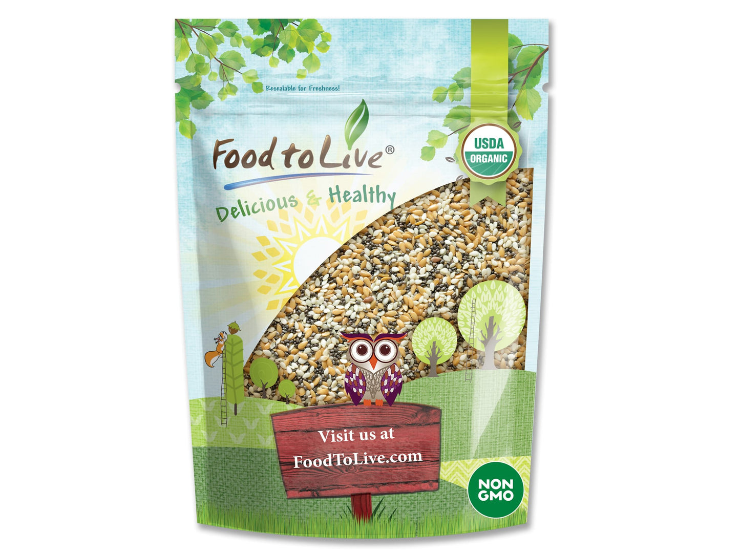 Organic Omega-3 Seeds Mix with Flax, Chia and Sesame - by Food To Live