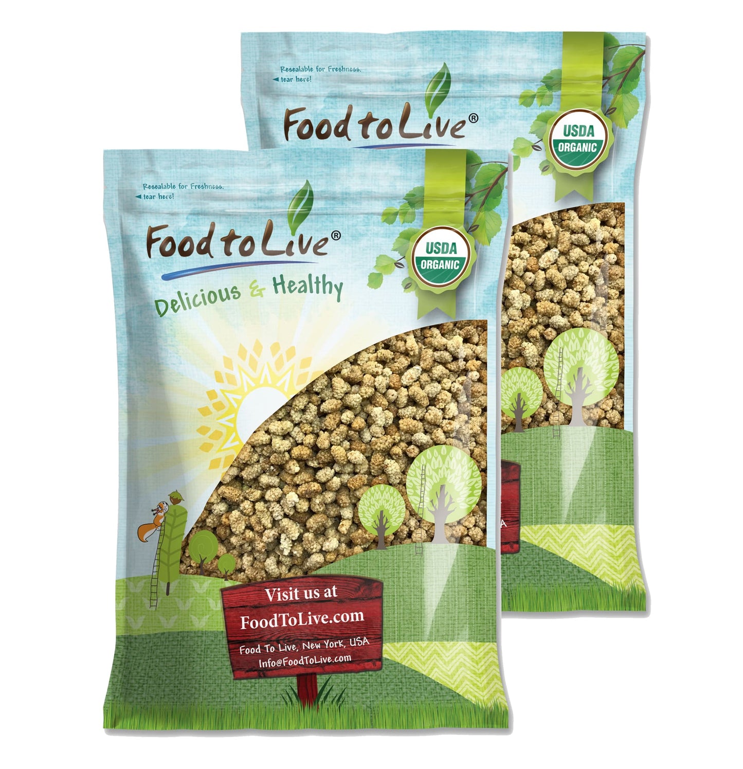 Organic Dried White Mulberries - by Food To Live