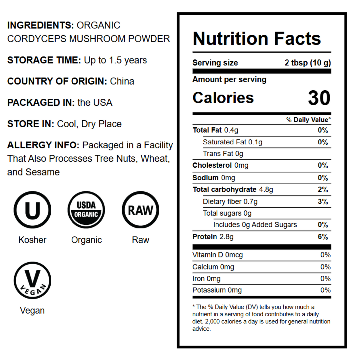 Organic Cordyceps Mushroom Powder - by Food To Live