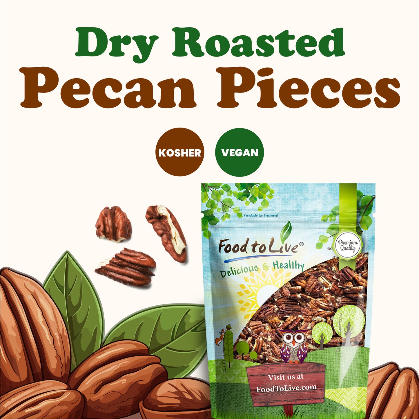 Dry Roasted Pecan Pieces - by Food To Live