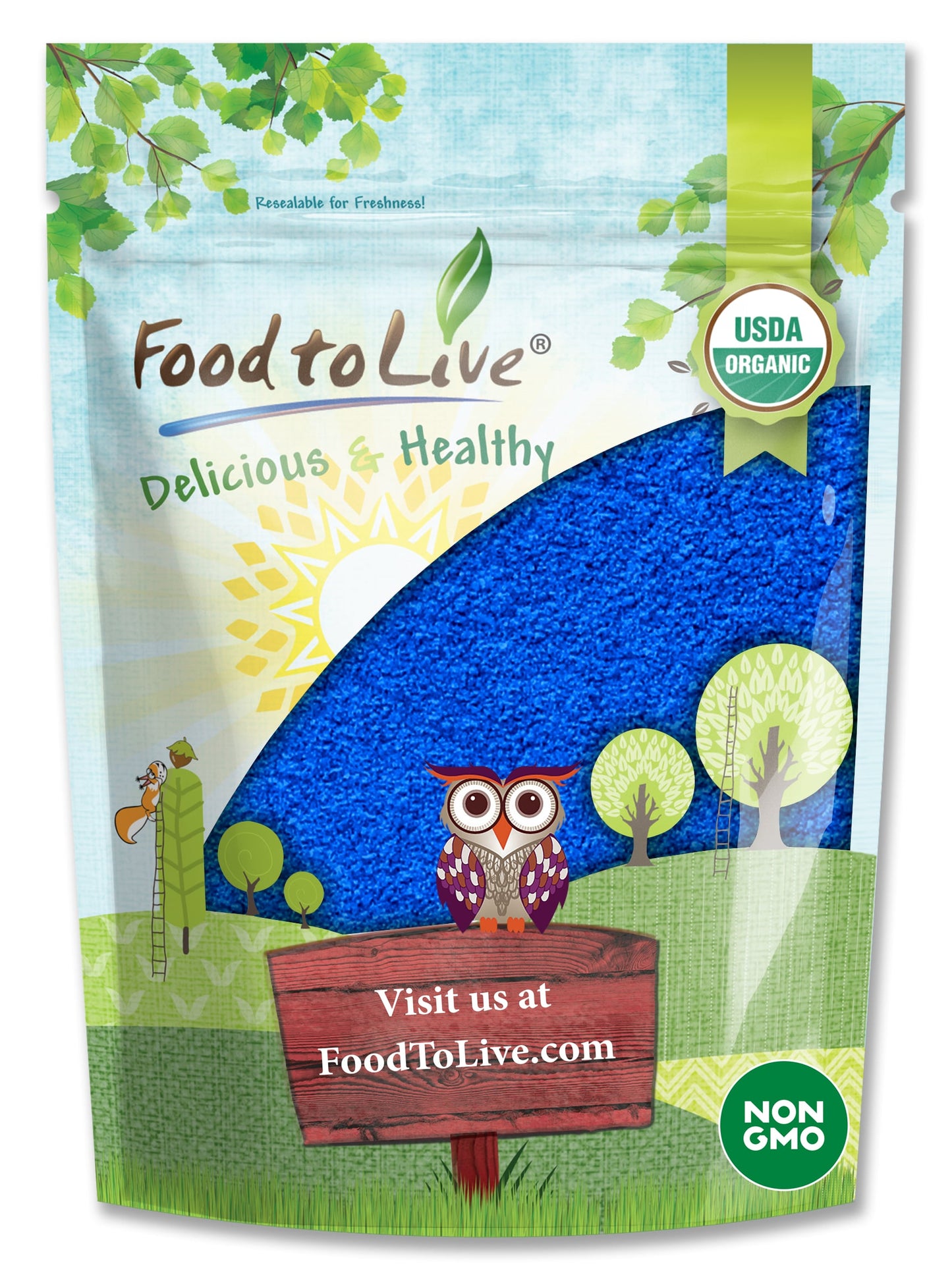 Organic Blue Spirulina Powder – Non-GMO, Pure Raw Blue-Green Algae Extract, Vegan, Non-Irradiated, Great for Juices, Smoothies, Shakes, Drinks, and Food Coloring, Bulk
