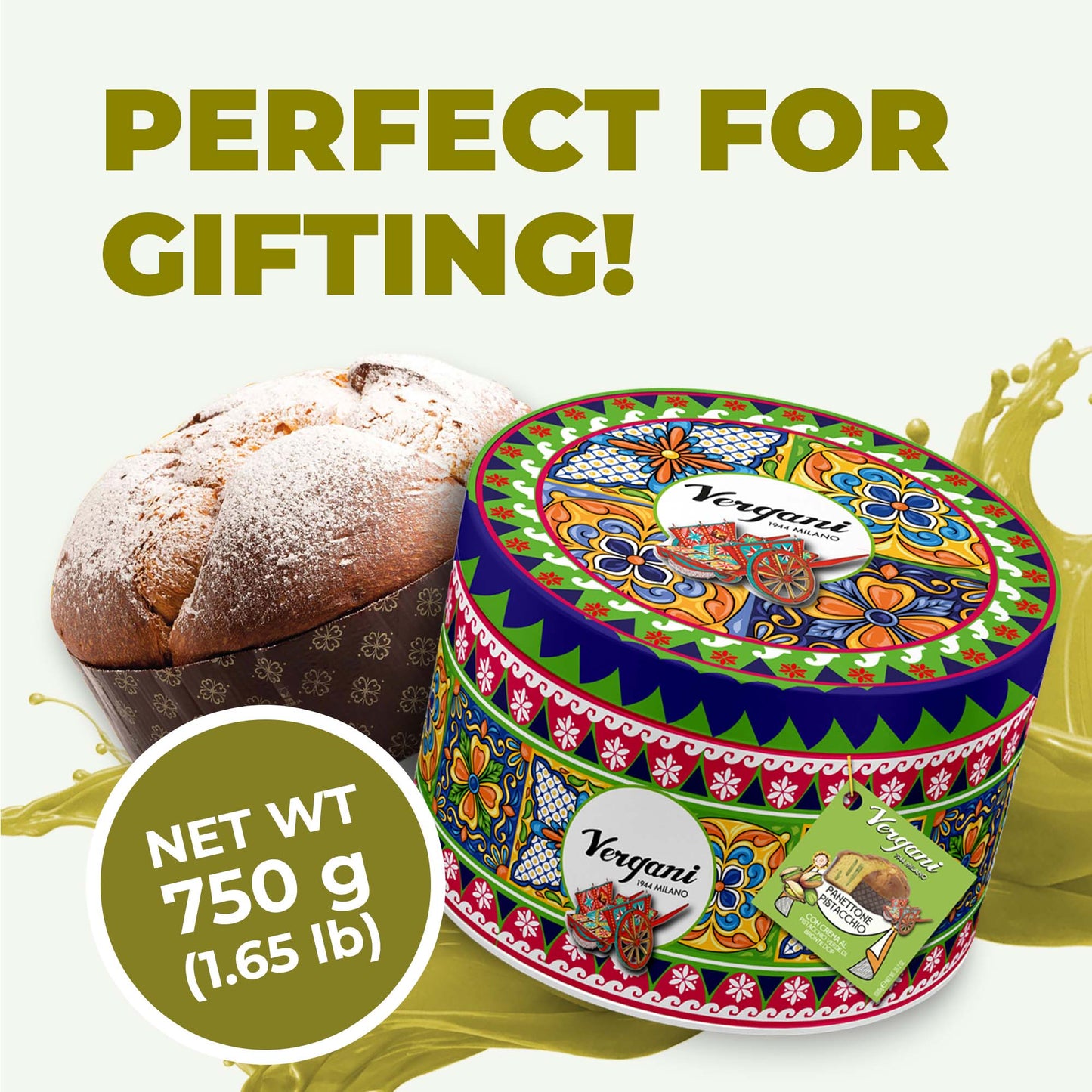 Vergani Sicily Pistachio Panettone -750g (1.65 lb)