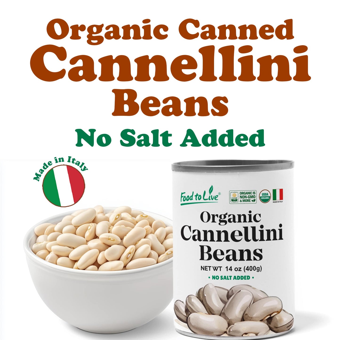Organic Italian Canned Cannellini Beans - by Food To Live