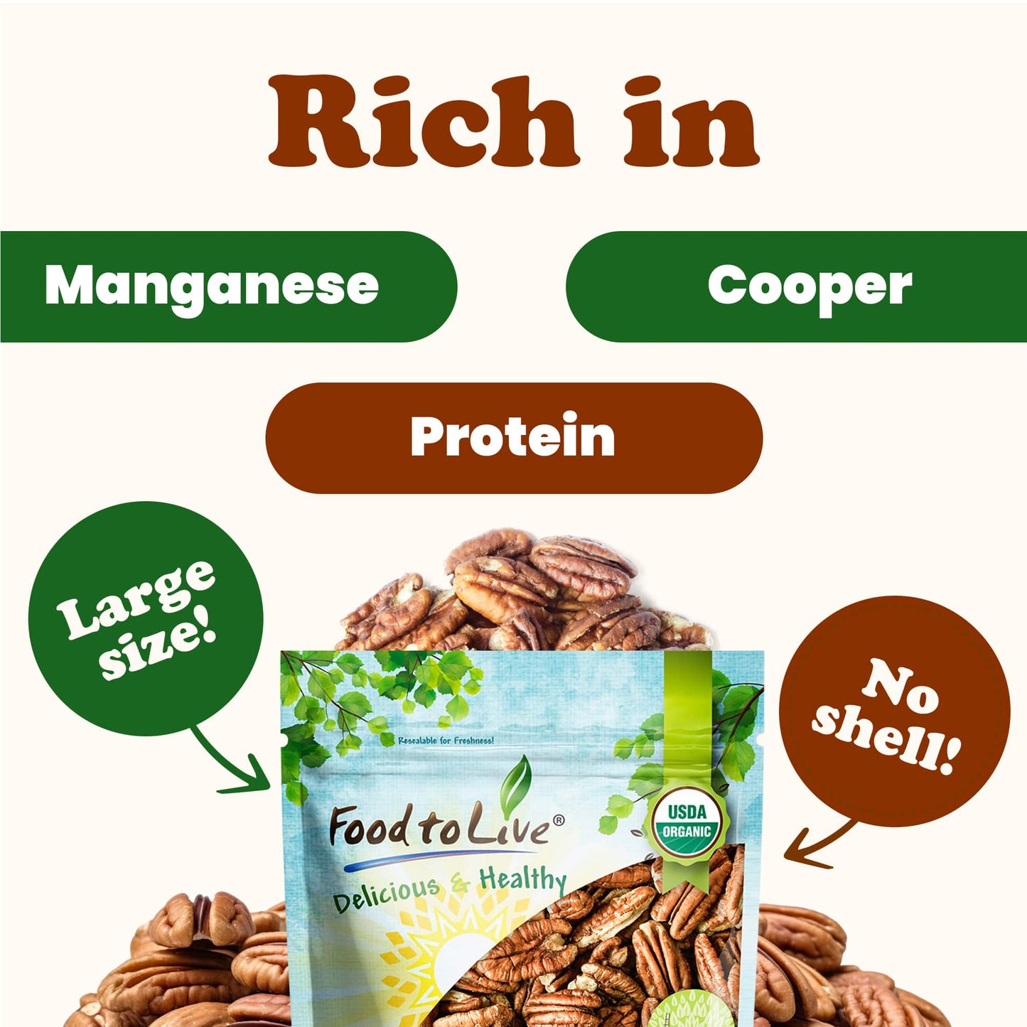 Organic Pecans - by Food To Live