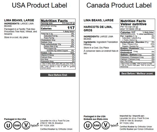 Lima Beans – Non-GMO, Large, Vegan