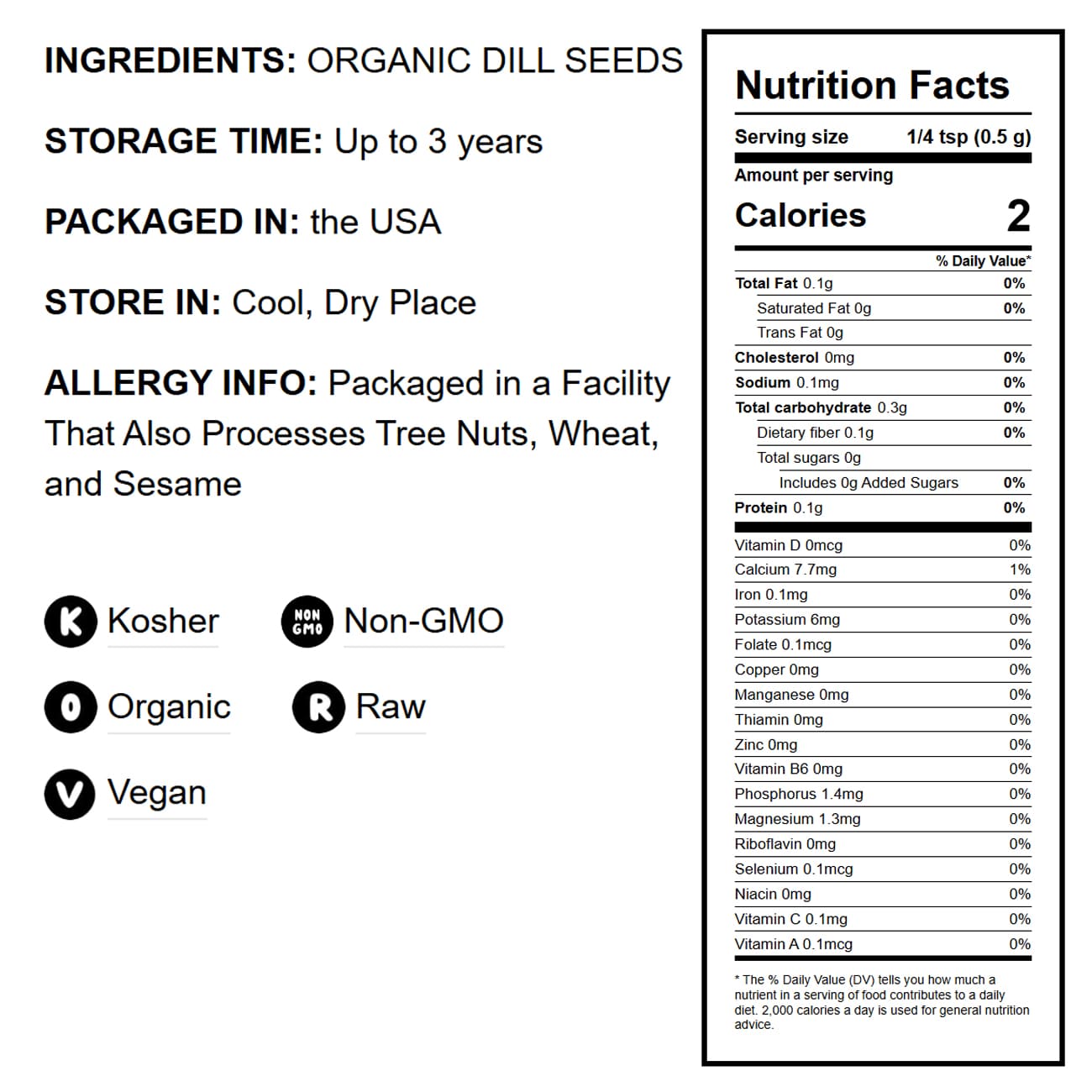 Organic Dill Seeds - by Food To Live