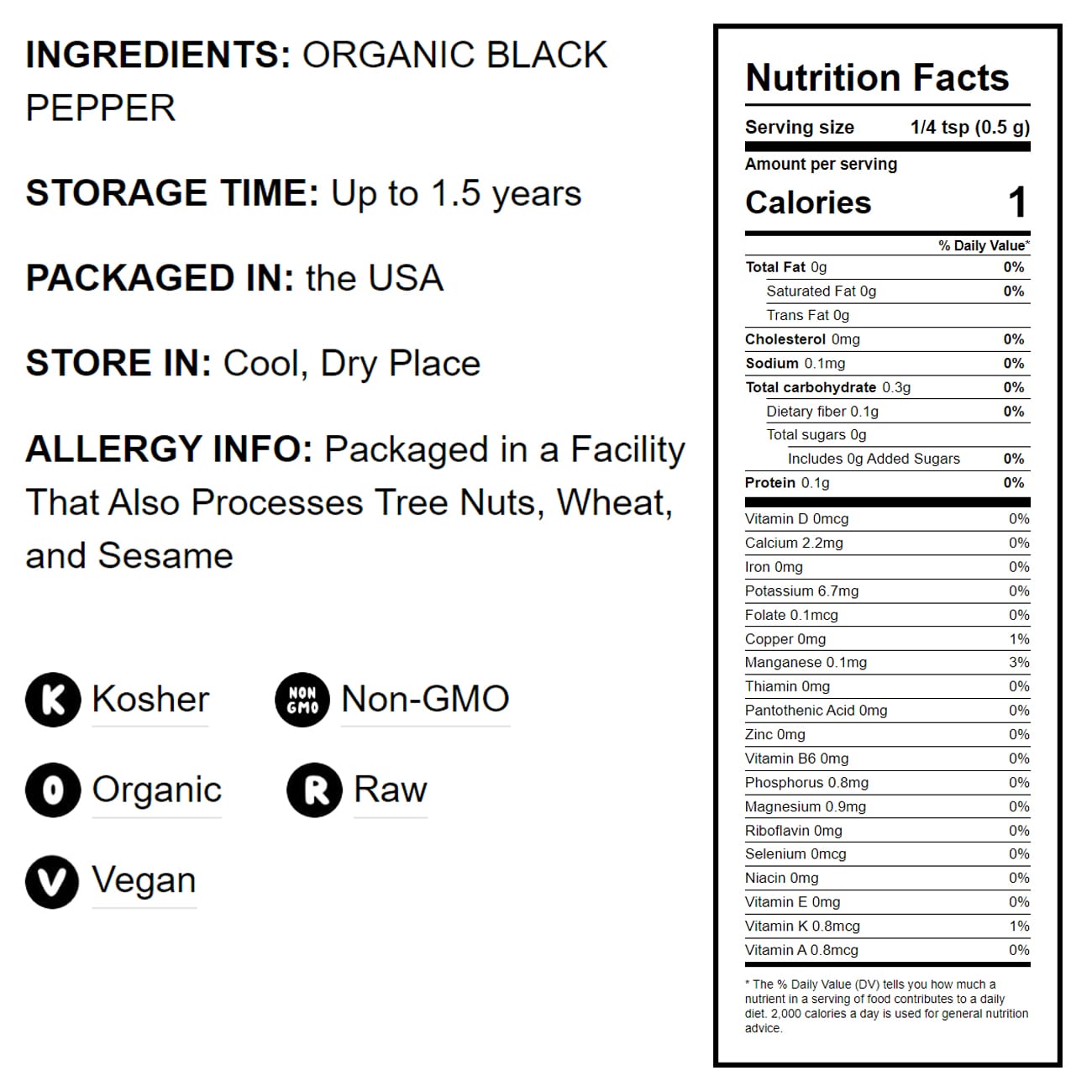 Organic Black Pepper - by Food To Live