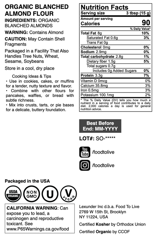 Organic Almond Flour- by Food To Live