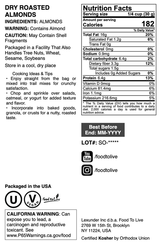 Dry Roasted California Almonds - by Food To Live