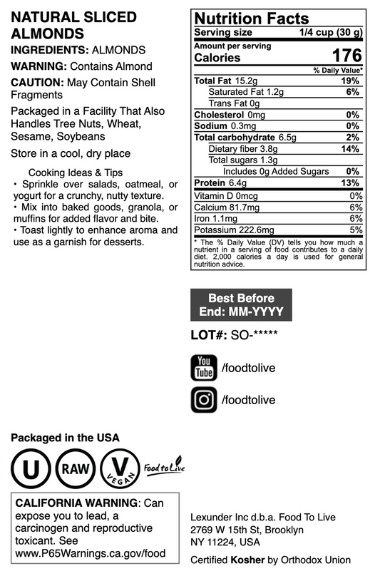 California Natural Sliced Almonds - by Food To Live
