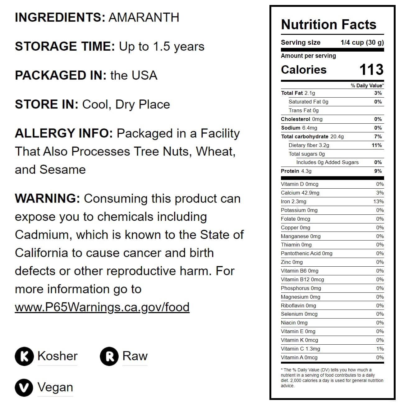 Amaranth Flour - by Food To Live