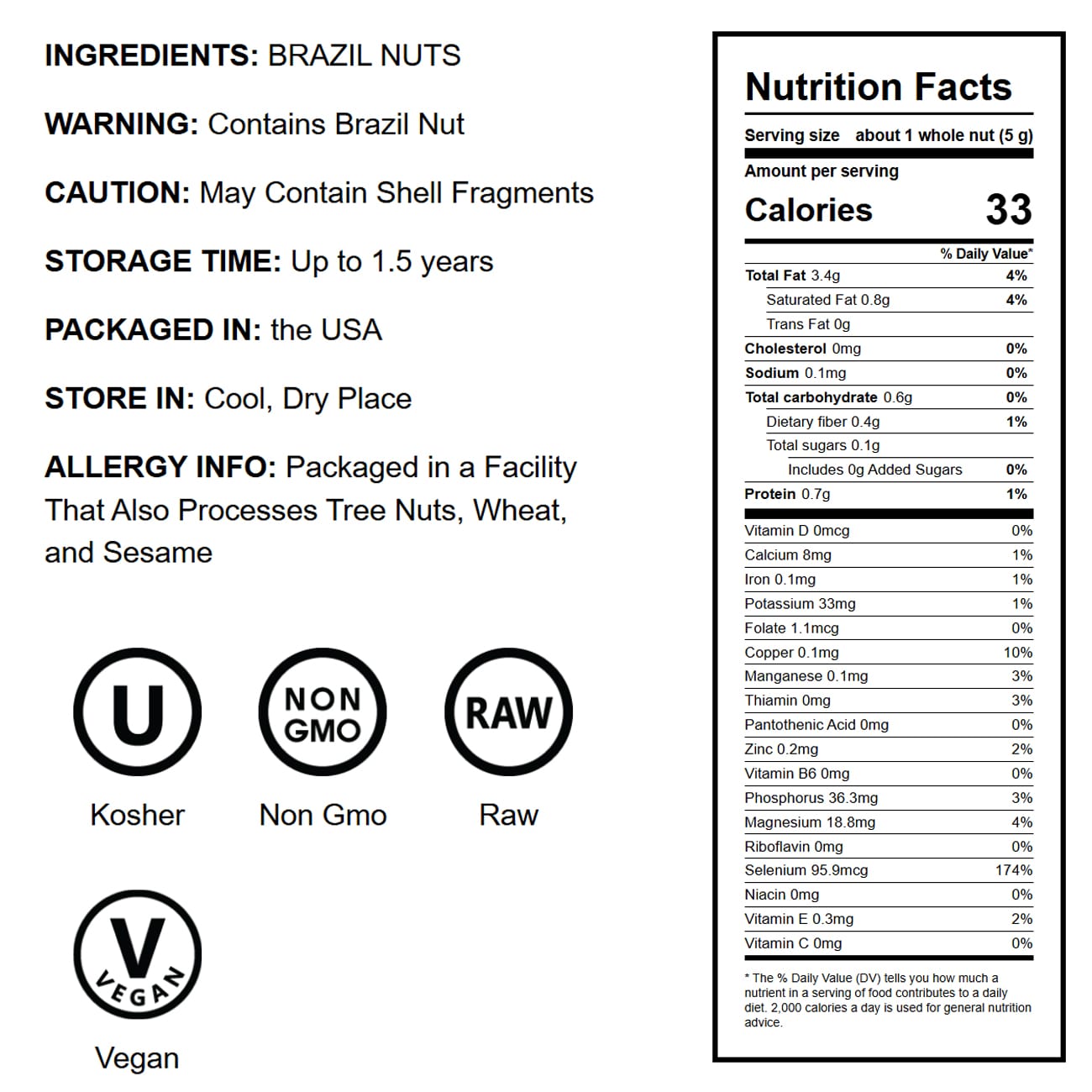 Brazil Nuts, Non-GMO Verified - by Food To Live