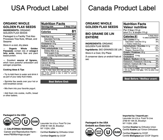 Organic Golden Flaxseed - by Food To Live