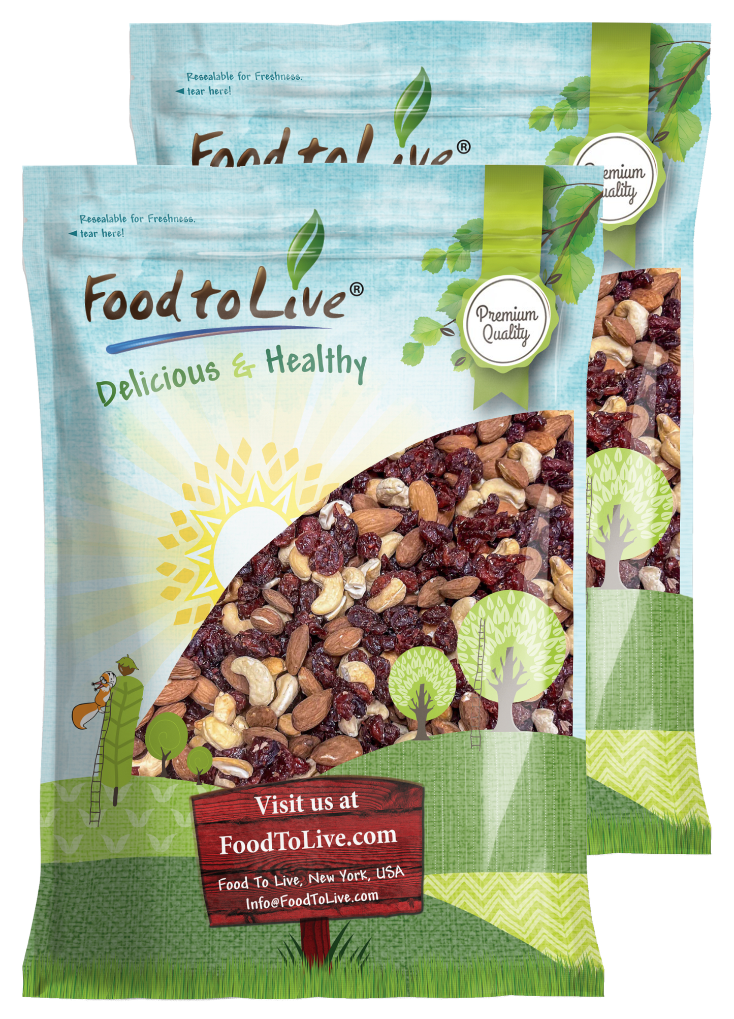 Almond Cashew and Cranberry Snack Mix - Kosher, Vegan, Bulk - by Food to Live