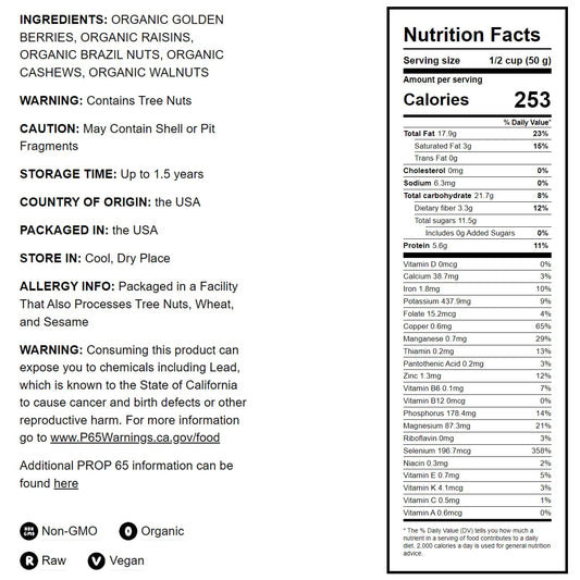 Organic Energy Trail Mix - by Food To Live