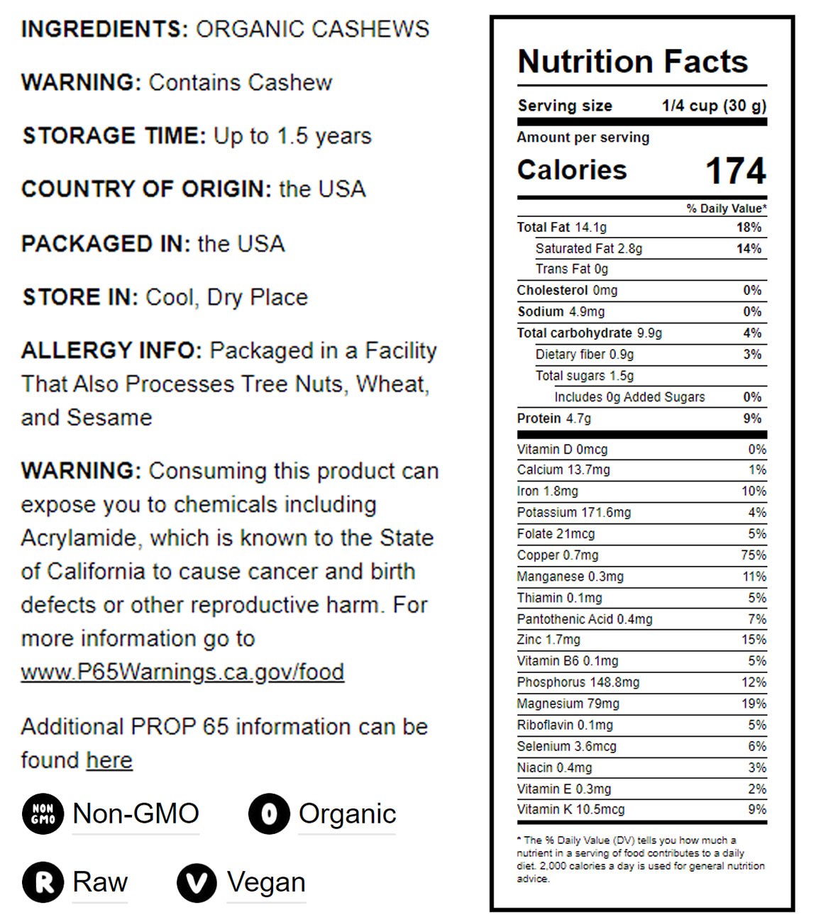 Organic Dry Roasted Cashew Pieces - by Food To Live