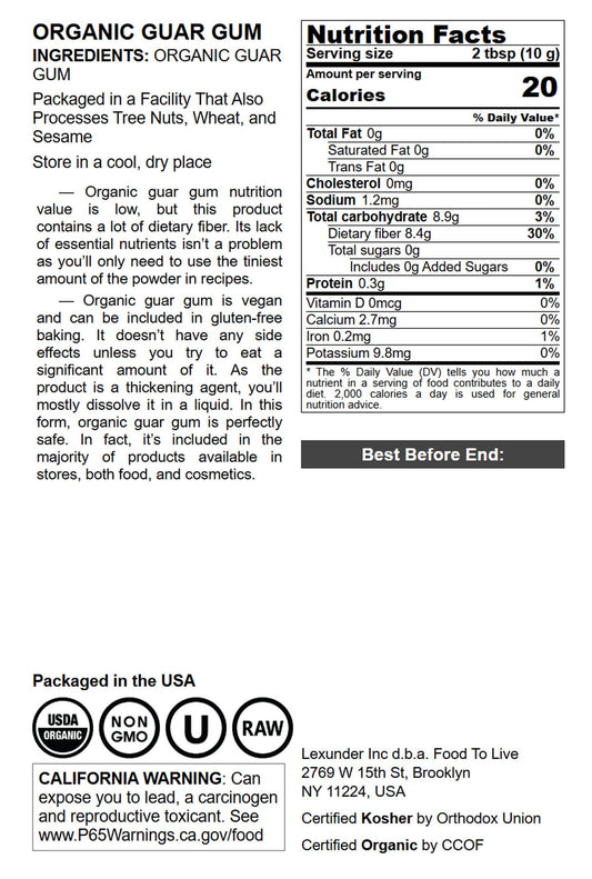 Organic Guar Gum Powder - by Food To Live