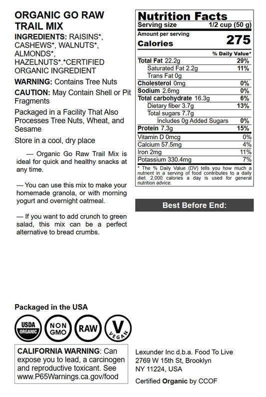 Organic Go Raw Trail Mix - by Food To Live