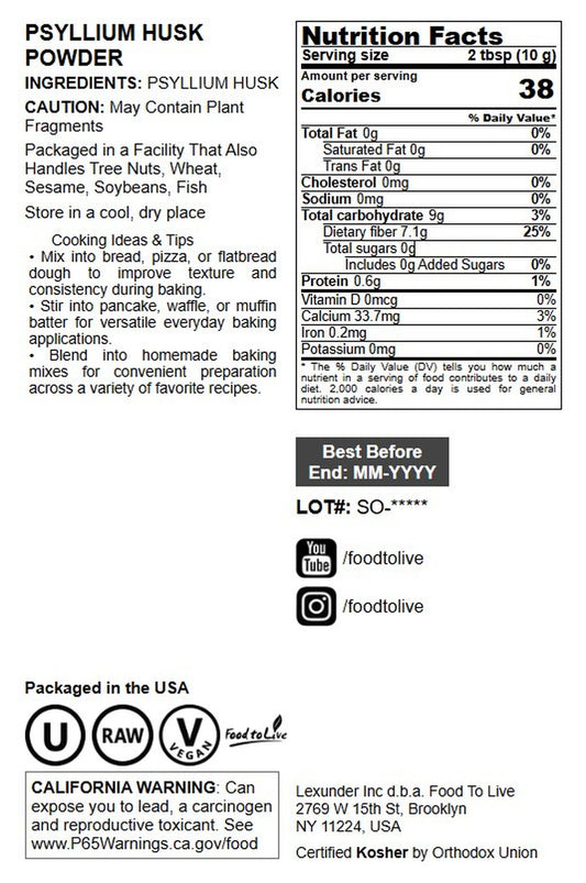 Psyllium Husk Powder - by Food To Live
