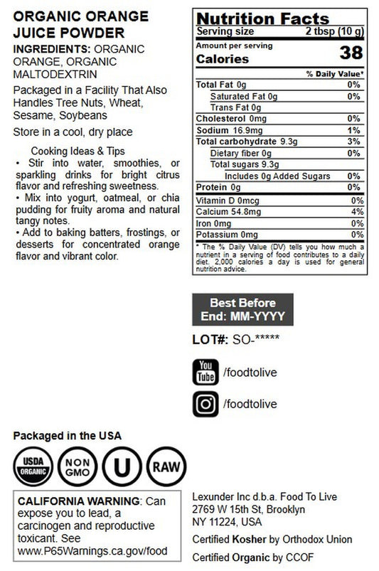 Organic Orange Powder - by Food To Live