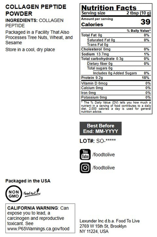 Collagen Peptide Powder - by Food to Live