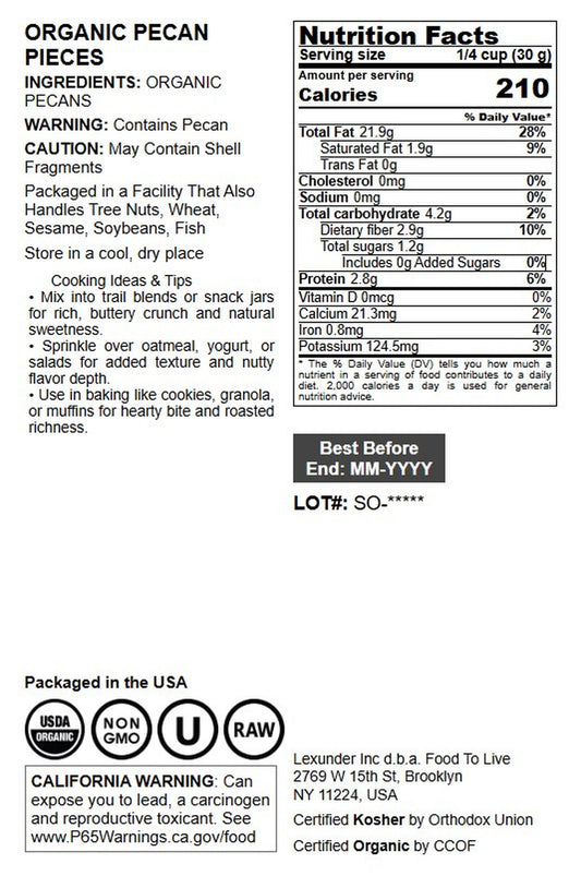 Organic Pecan Pieces - by Food To Live