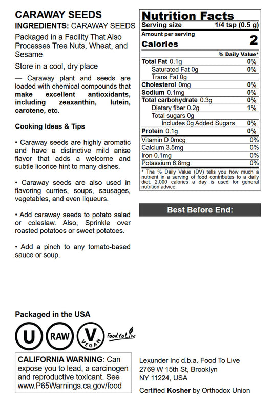 Caraway Seeds - by Food To Live