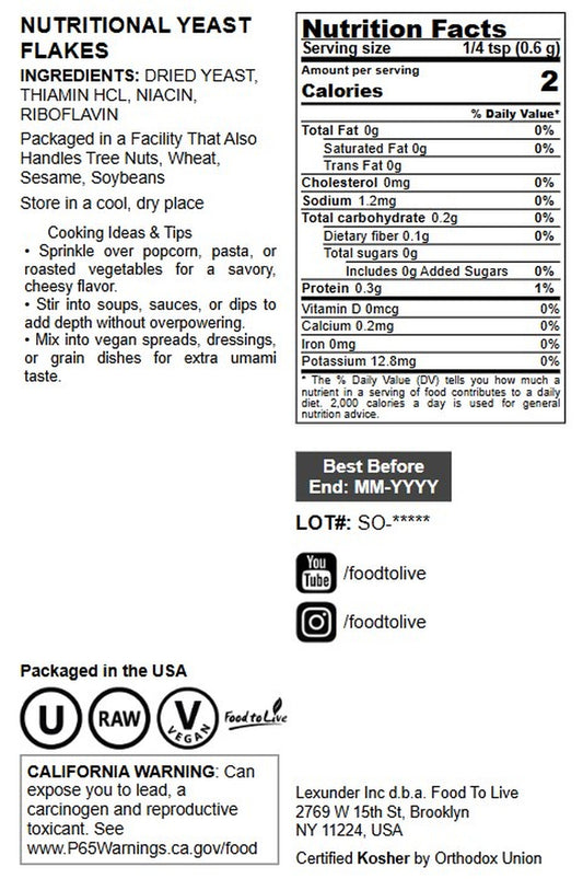 Nutritional Yeast Flakes - by Food To Live