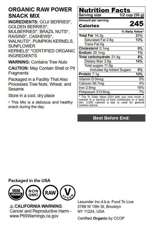 Organic Power Snack Mix - by Food To Live