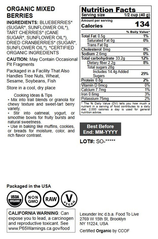 Organic Mixed Berries - by Food To Live
