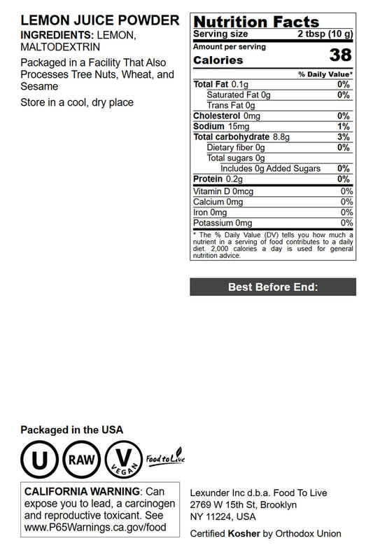 Lemon Juice Powder- by Food To Live