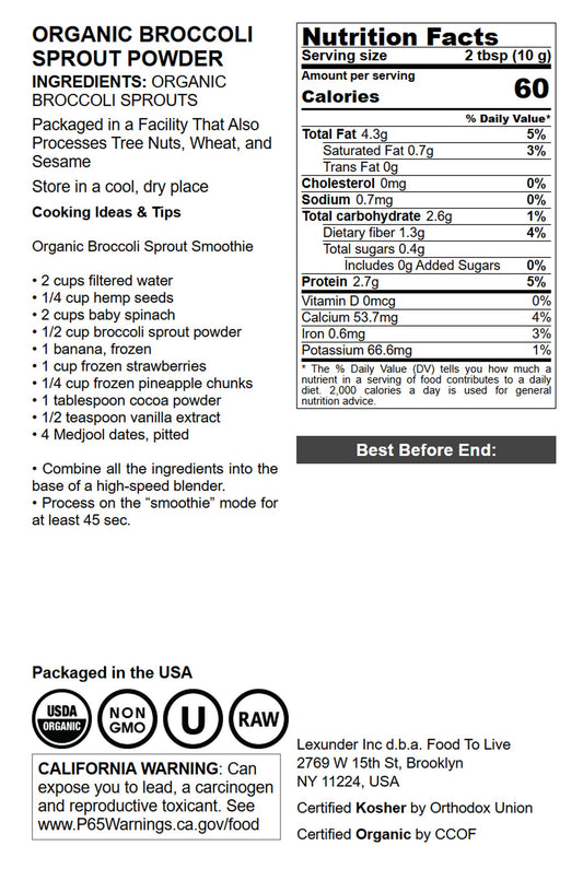 Organic Broccoli Sprouts Powder - by Food To Live