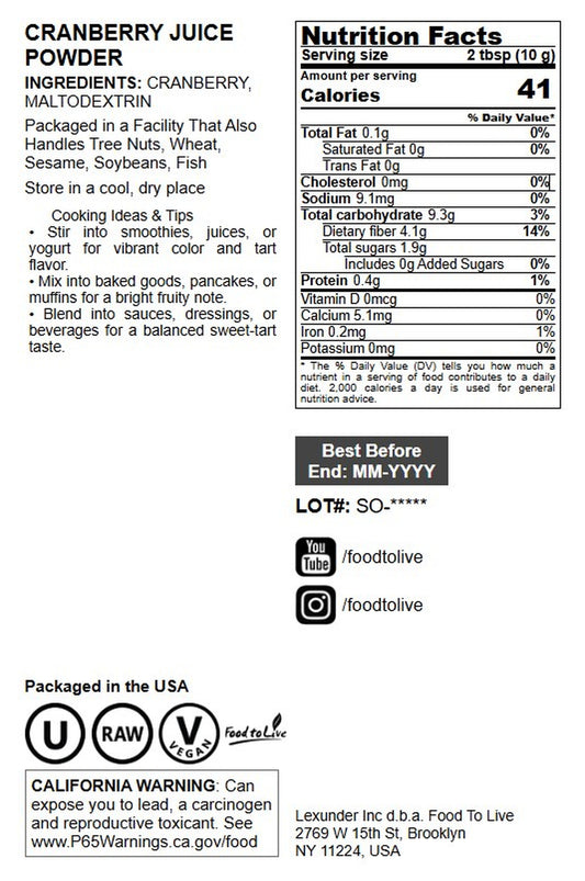 Cranberry Juice Powder - by Food to Live