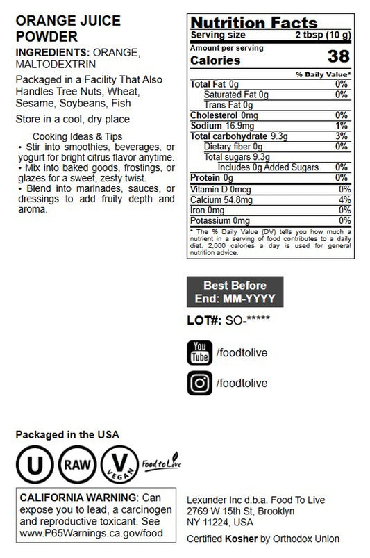 Orange Juice Powder - by Food To Live