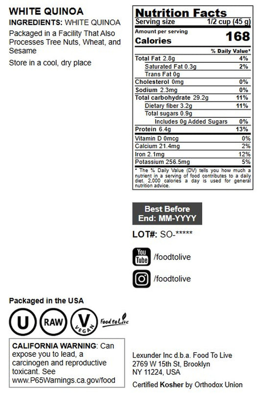 White Quinoa - by Food to Live