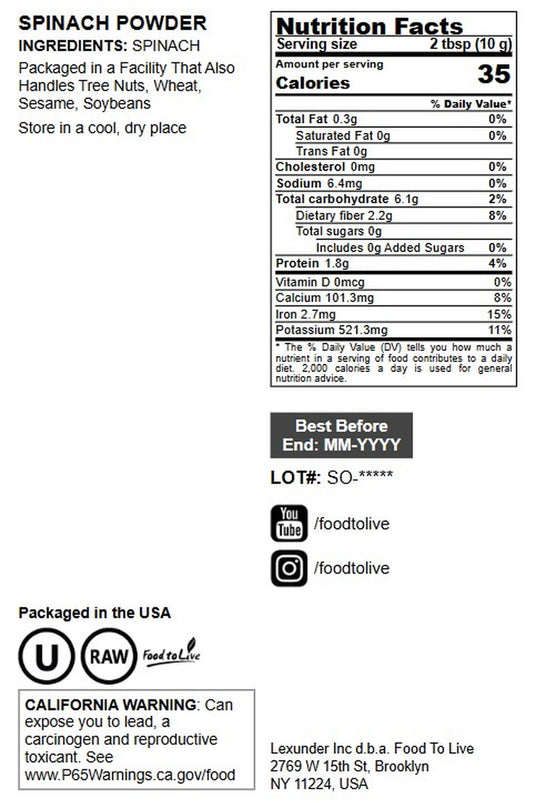 Spinach Powder - by Food To Live