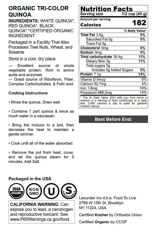 Organic Tri-color Quinoa - by Food To Live