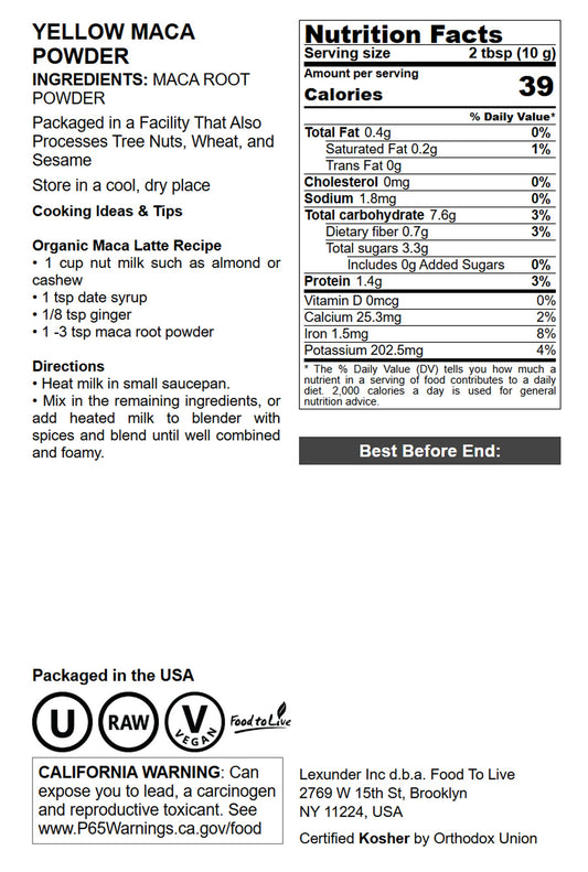 Yellow Maca Powder - by Food to Live