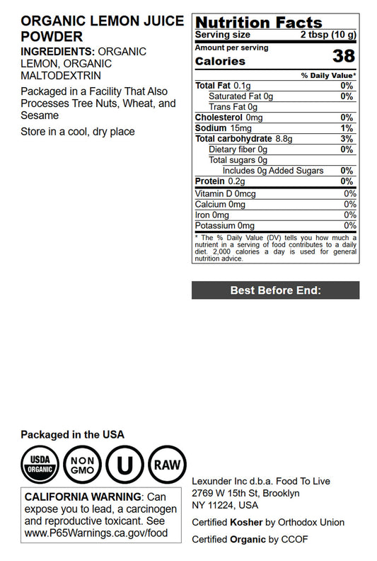 Organic Lemon Powder - by Food To Live