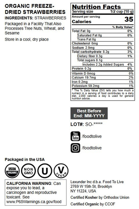 Organic Freeze-Dried Strawberries - by Food to Live