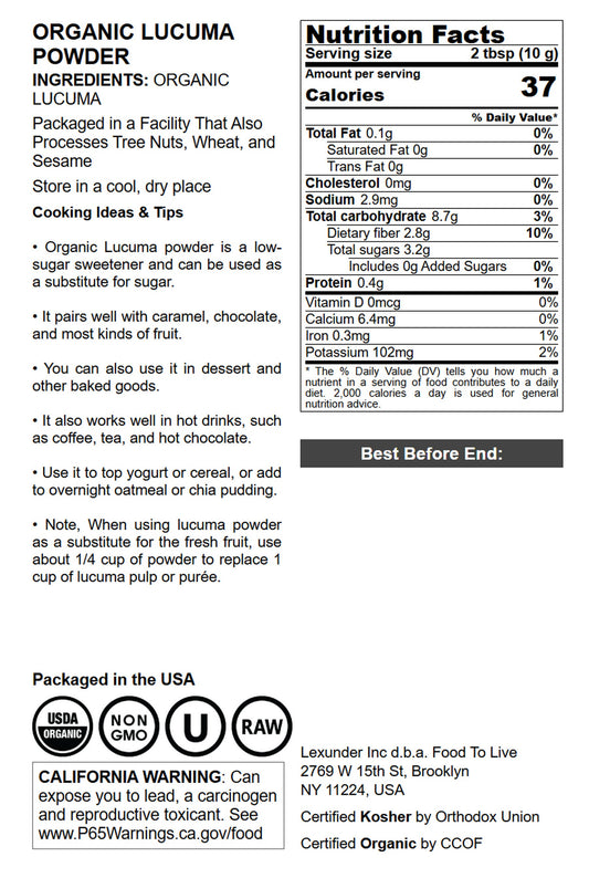 Organic Lucuma Powder - by Food To Live