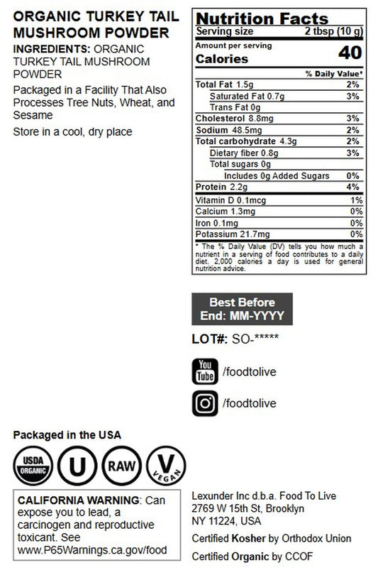 Organic Turkey Tail Mushroom Powder - by Food To Live