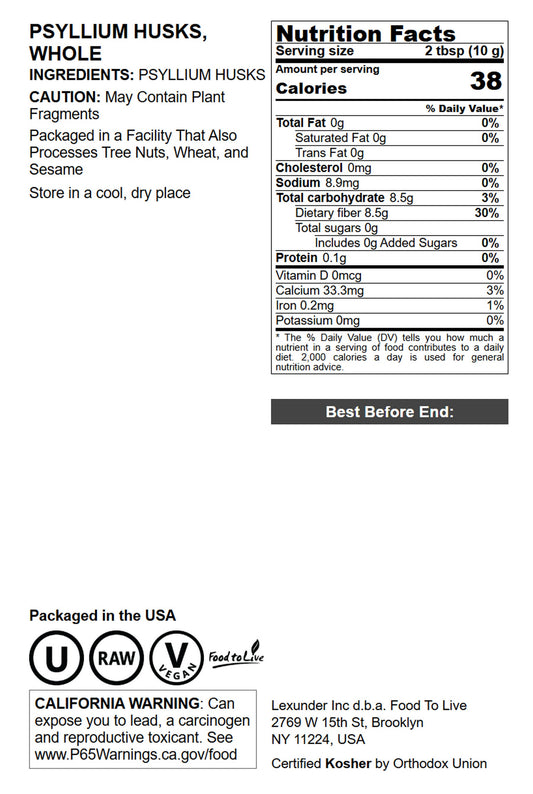 Whole Psyllium Husks - by Food To Live