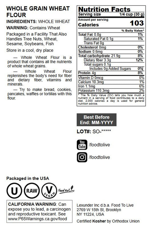 Whole Wheat Flour - by Food To Live