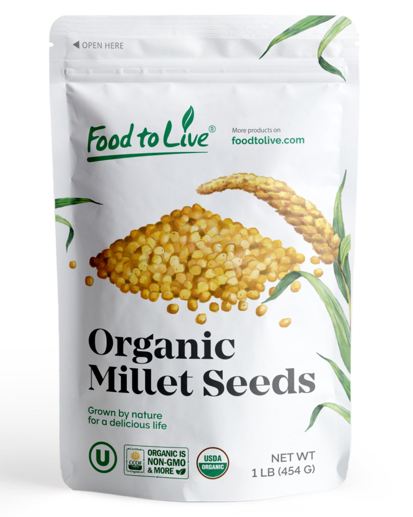 Organic Hulled Millet — Whole Grain Seeds, Non-GMO, Kosher, Raw, Bulk, Product of the USA - by Food to Live