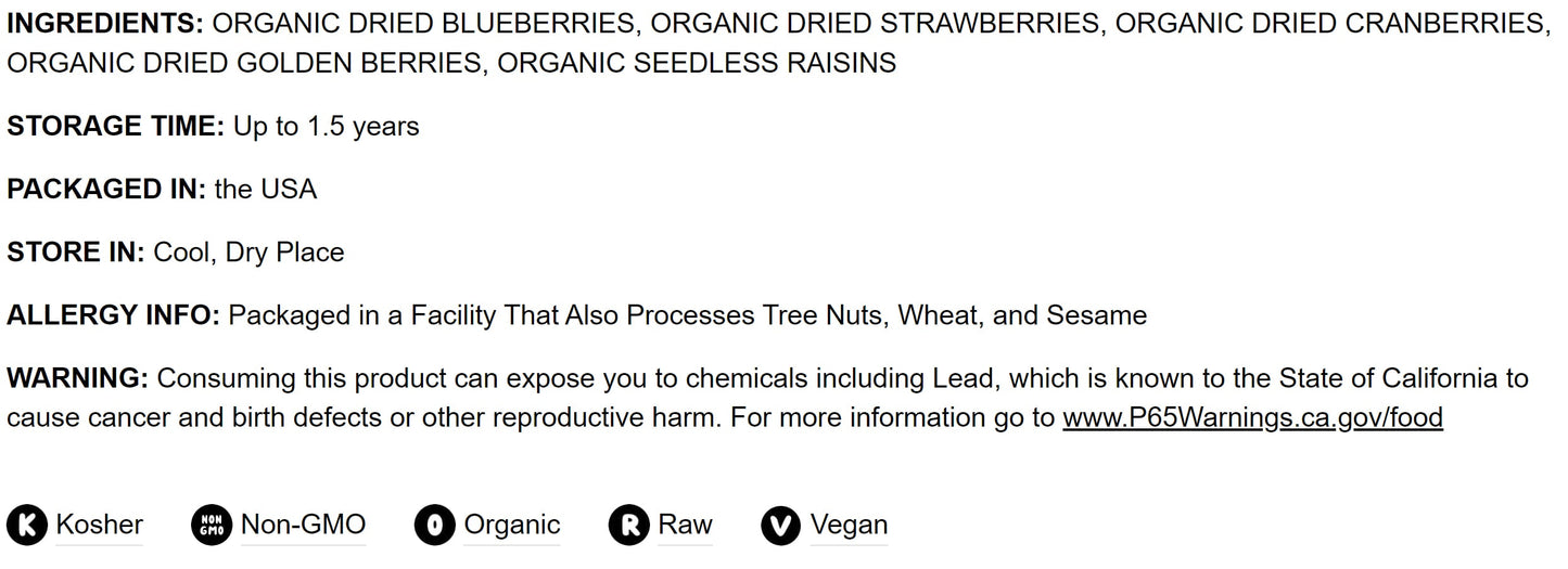Organic Dried Berries in a Gift Box - by Food To Live