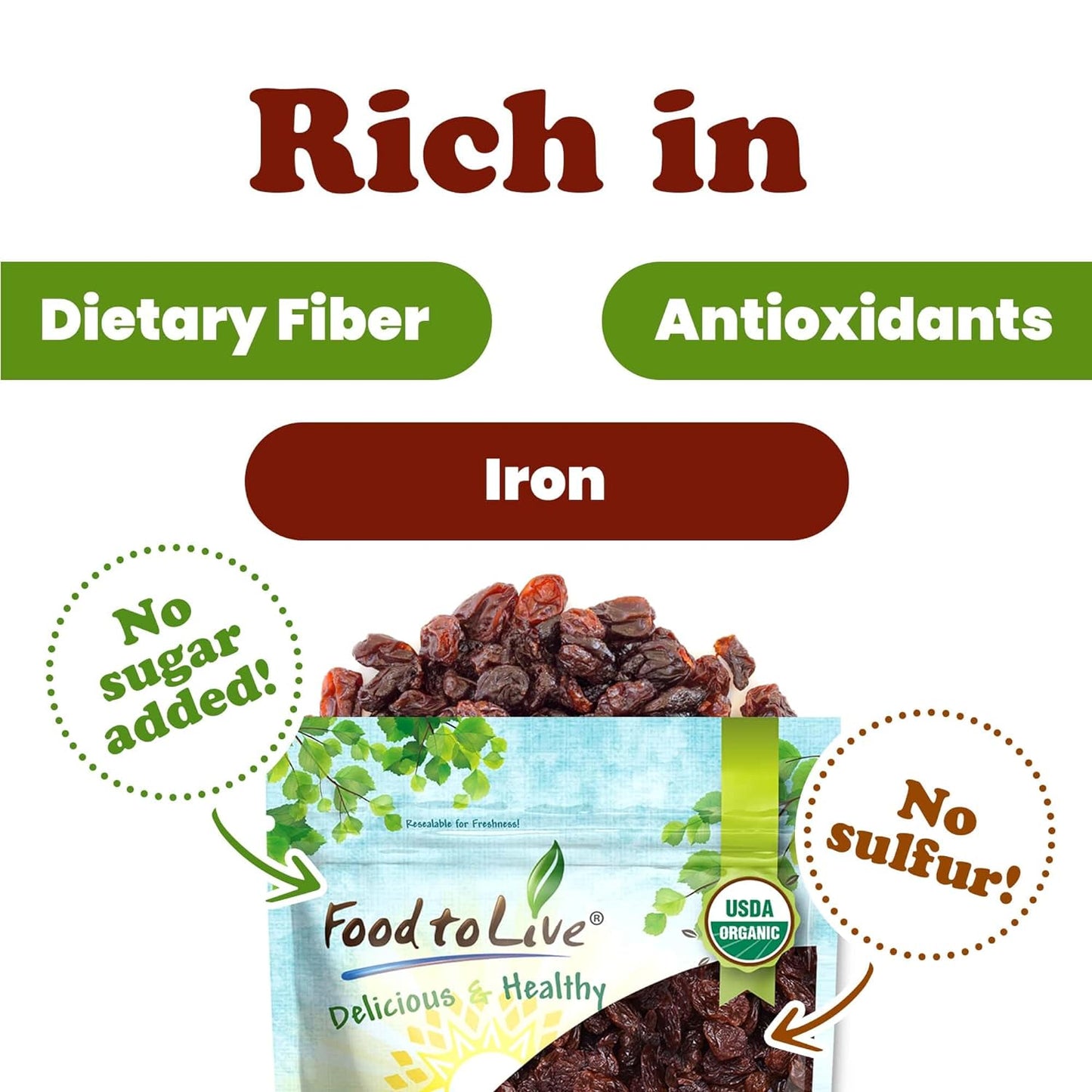 Organic Sultana Raisins - by Food To Live