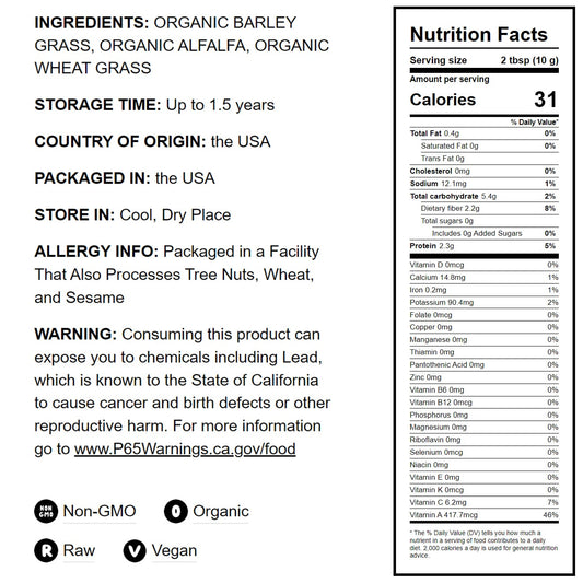 Organic SuperGrass Powder Blend - by Food To Live