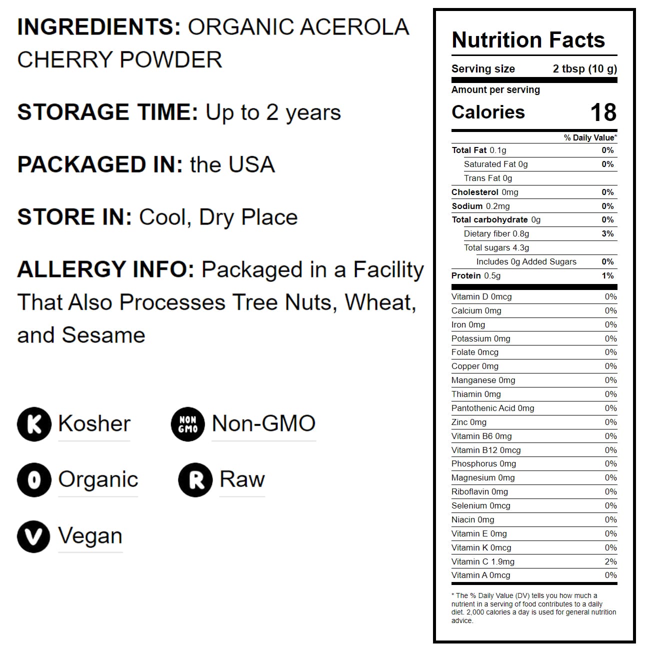 Organic Acerola Cherry Powder - by Food To Live